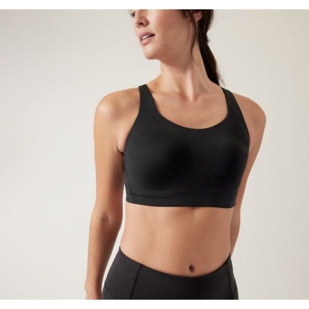 Athleta Advance Bra Black 34C NWT High Impact Sports Bra Adjustable Back Closure